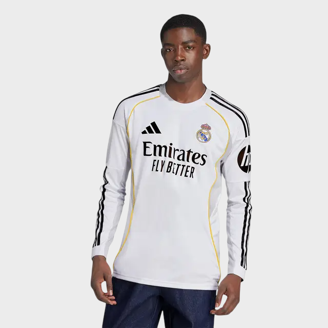 Camisa Manga Longa Real Madrid I 25/26 Torcedor adidas Branca