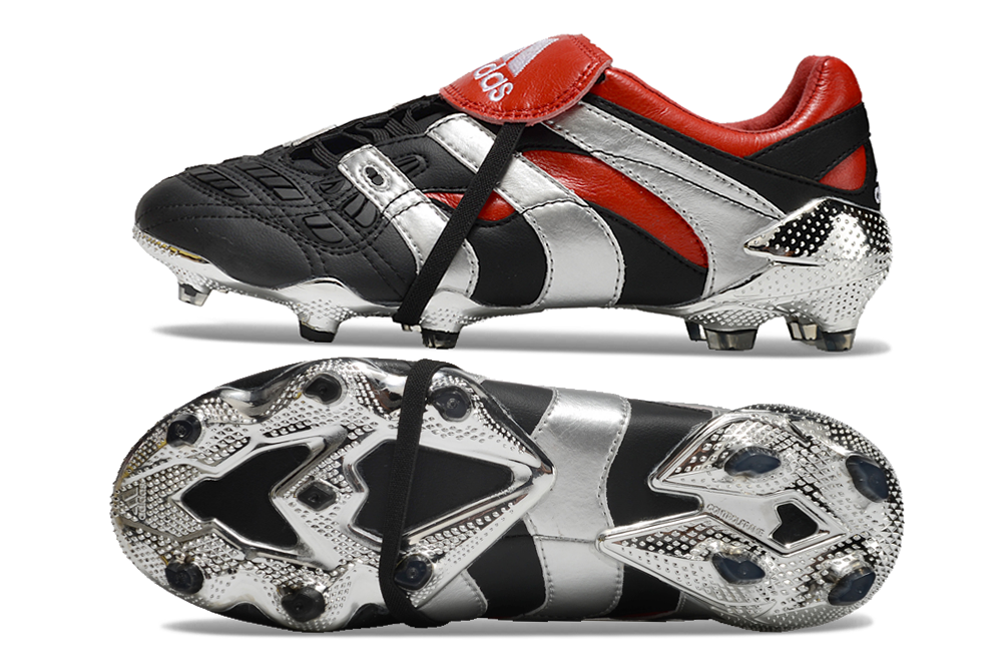 Chuteira Campo Adidas Predator Precision FG Preta e Vermelha "25th Anniversary Edition"