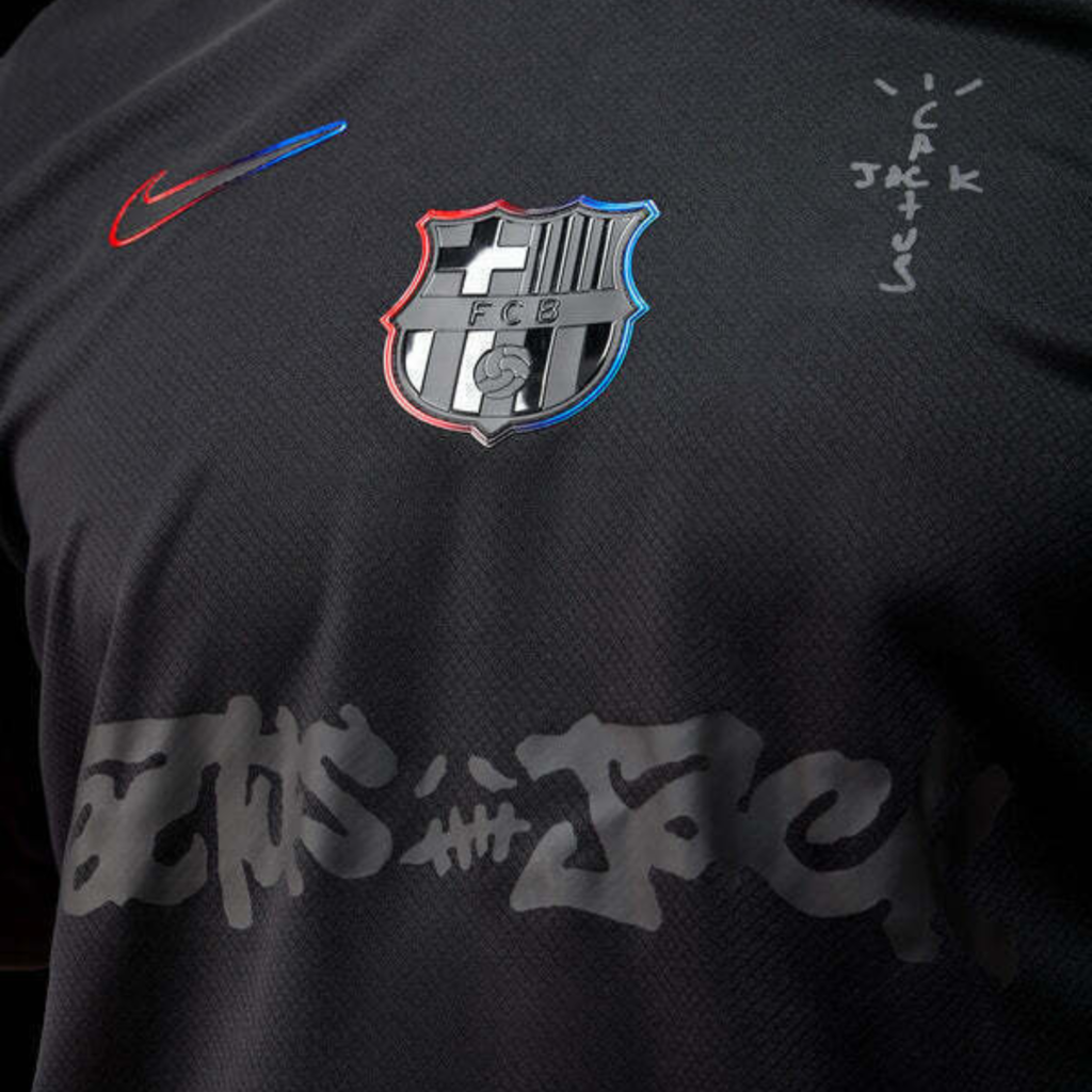 Camisa Barcelona Away x Travis Scott 24/25 Torcedor Masculino All Black