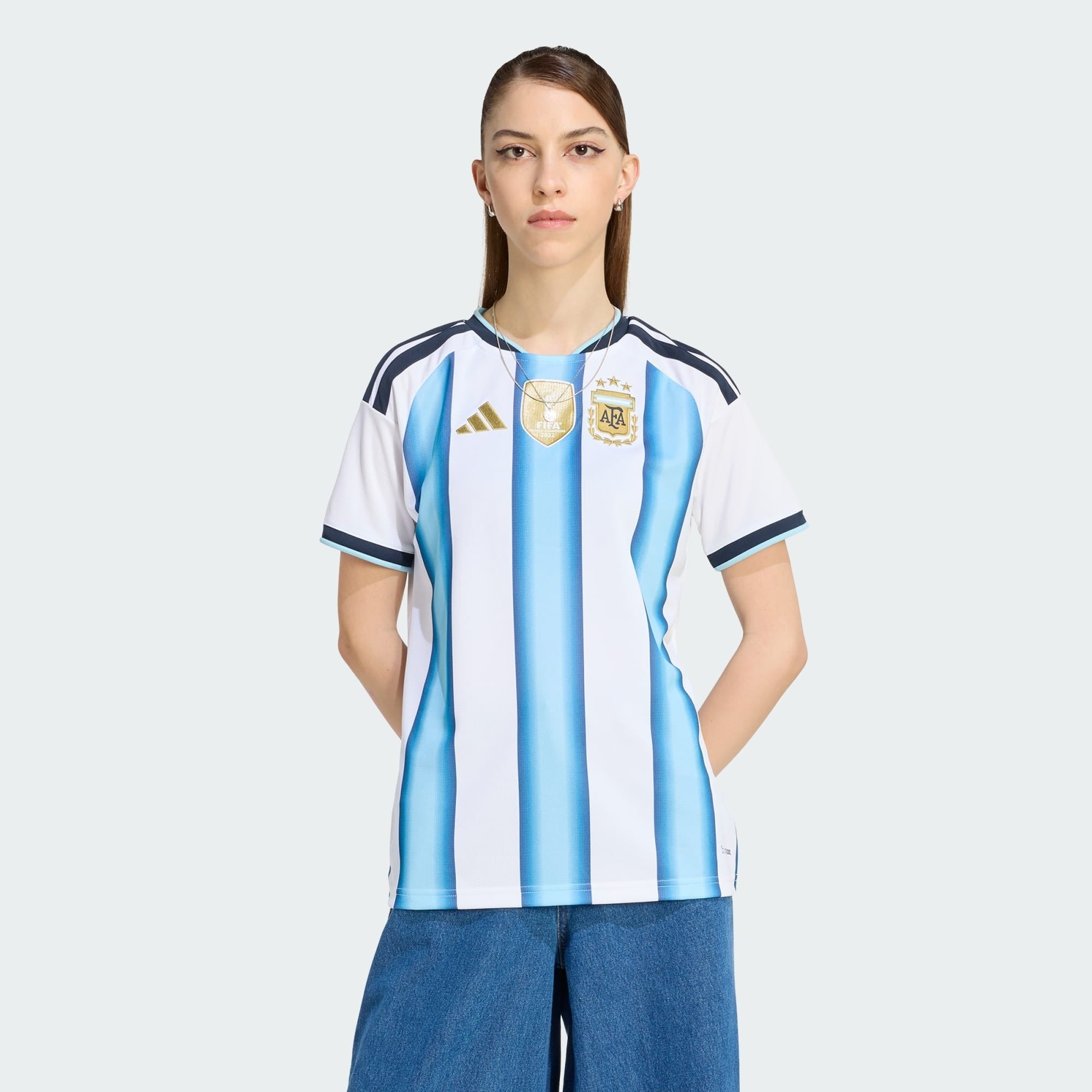 Camisa Argentina I 2026 - Torcedor Feminina - Branca e Azul