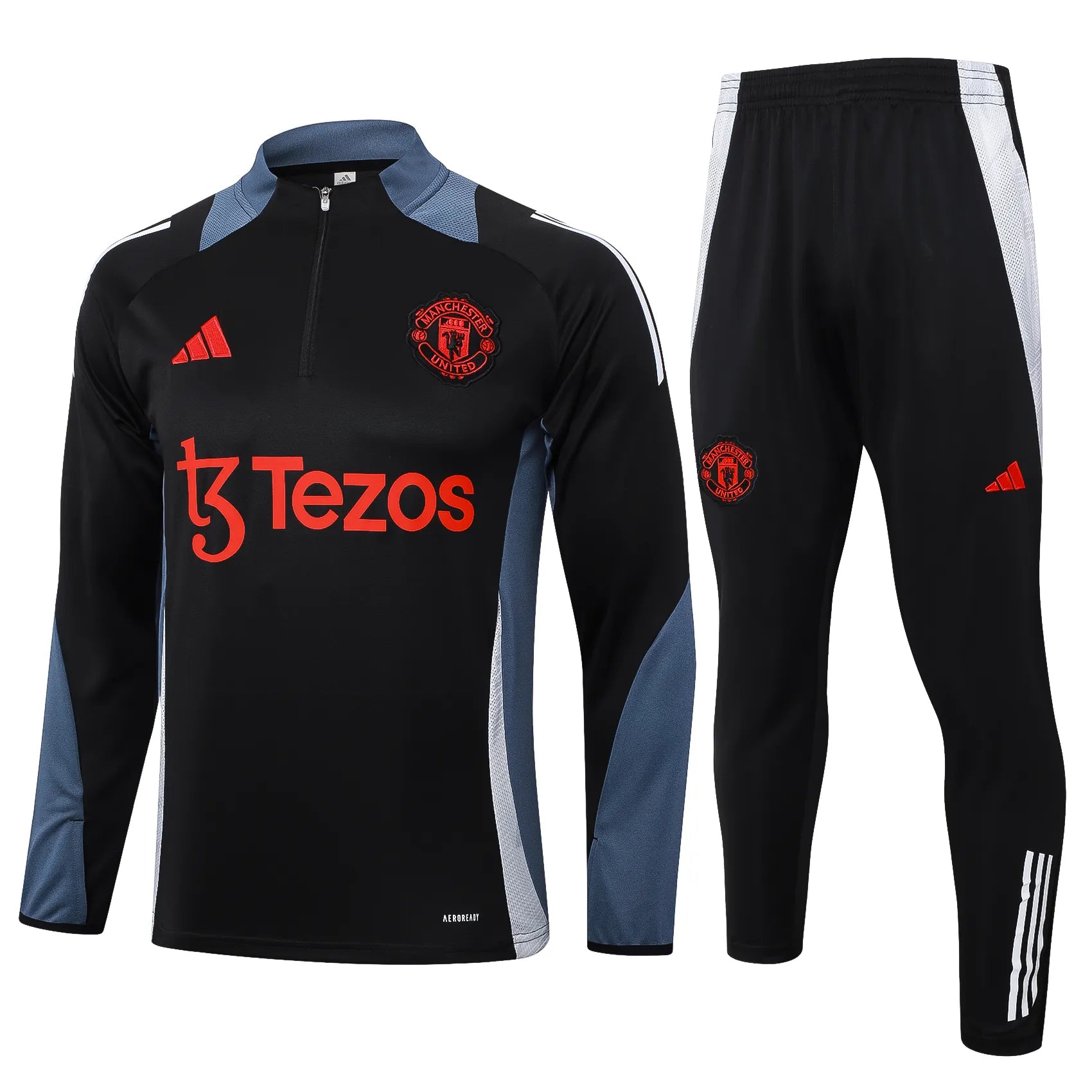 Conjunto Agasalho Treino Manchester United 24/25 Preto e Cinza
