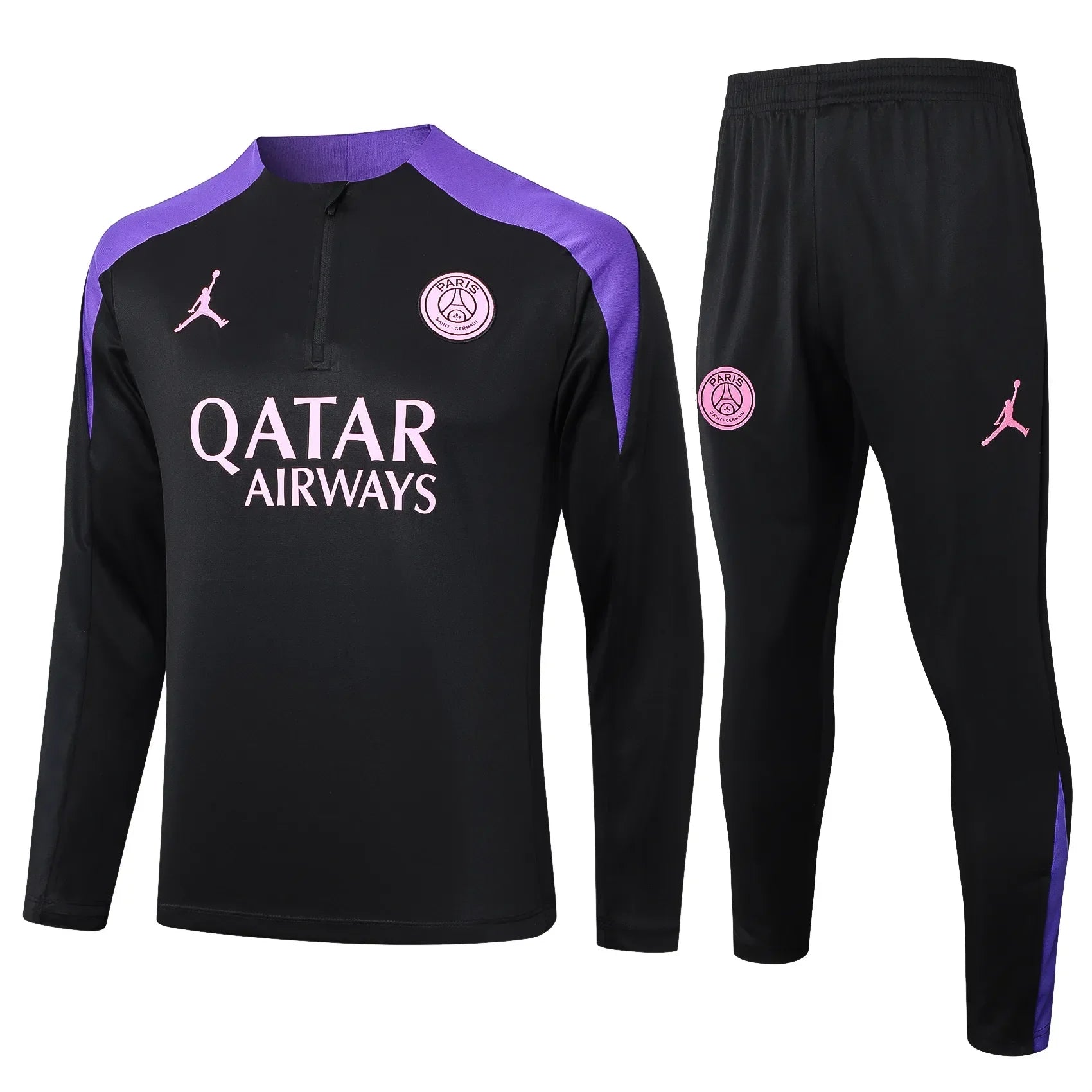 Conjunto Agasalho Treino PSG 24/25 Preto e Roxo
