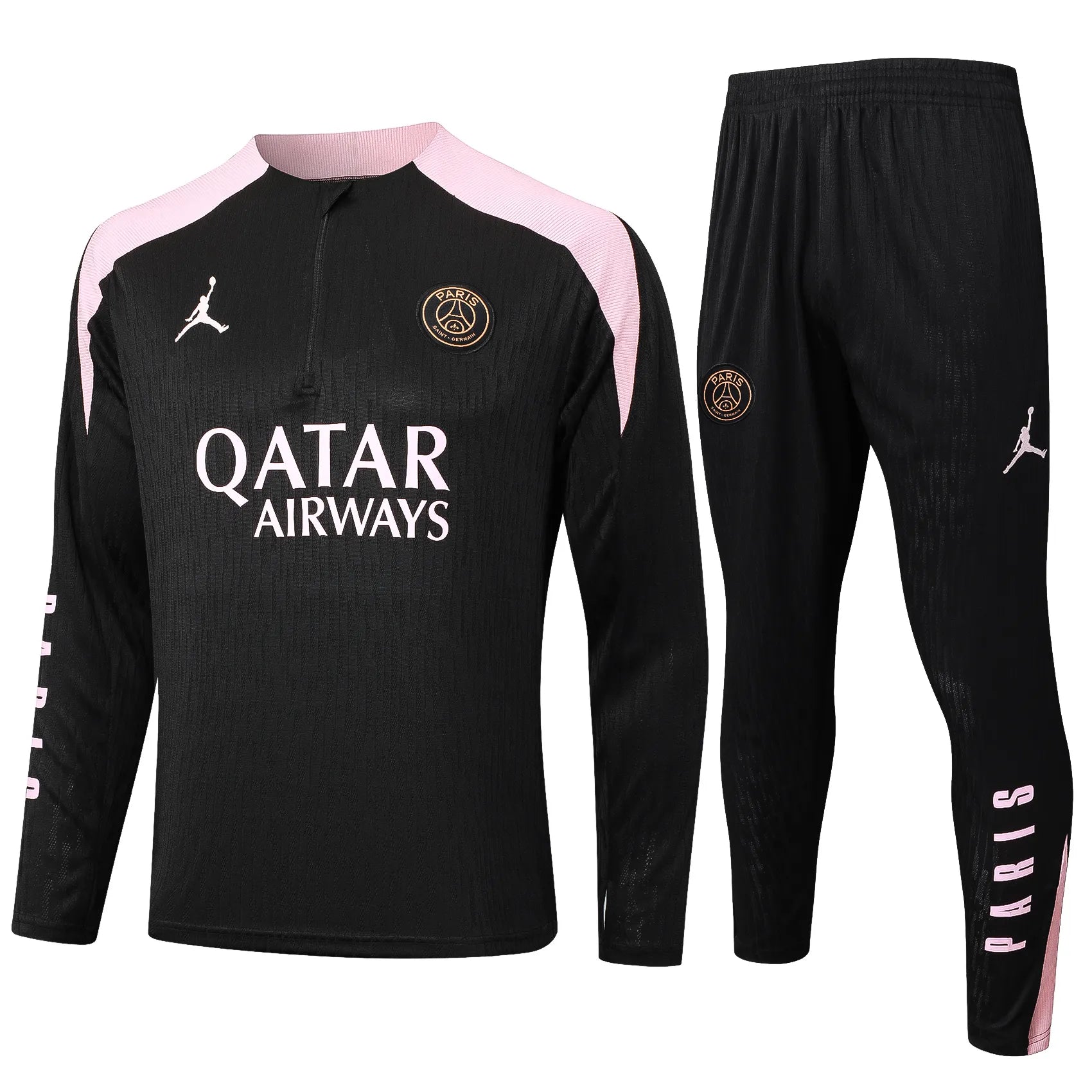 Conjunto Agasalho Treino PSG 24/25 Preto e Rosa