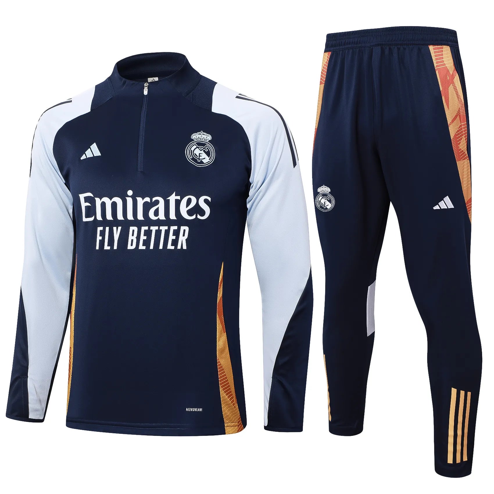 Conjunto Agasalho Treino Real Madrid 24/25 Azul e Branco