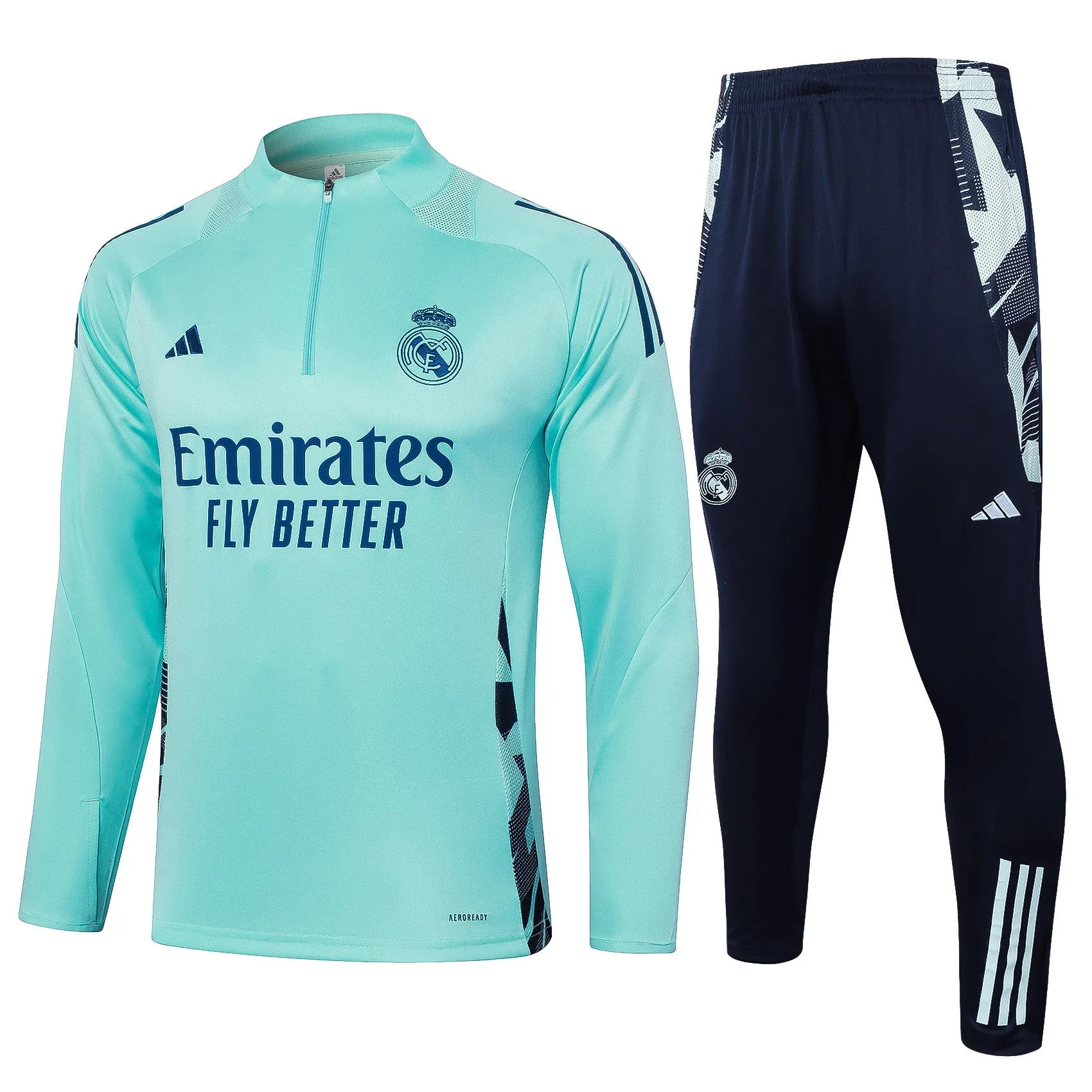 Conjunto Agasalho Treino Real Madrid 24/25 Azul Turquesa