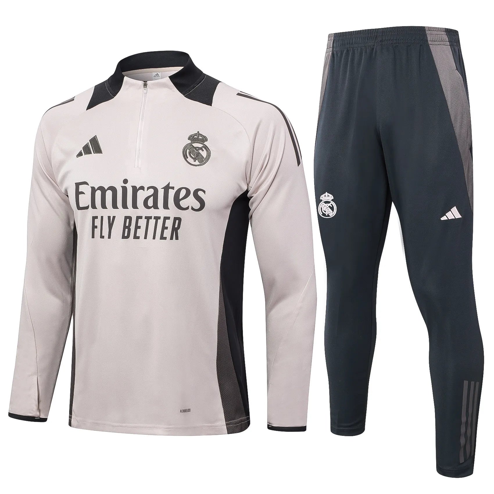 Conjunto Agasalho Treino Real Madrid 24/25 Cinza Claro