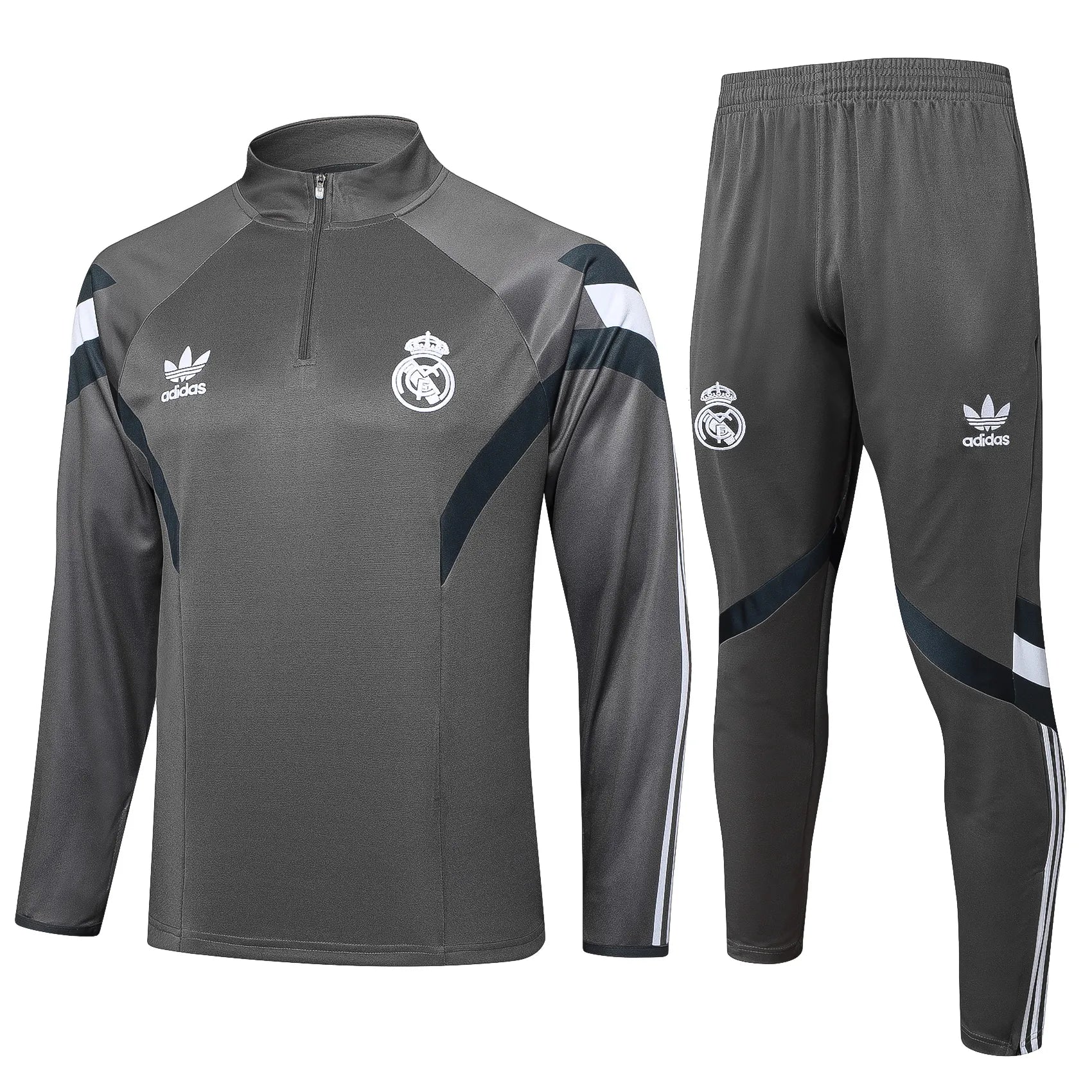 Conjunto Agasalho Treino Real Madrid 24/25 Cinza