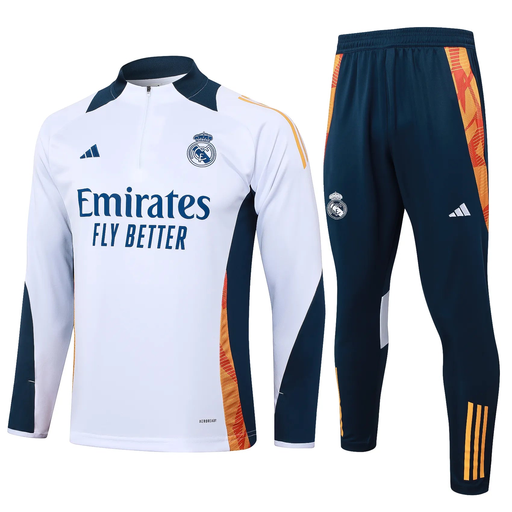 Conjunto Agasalho Treino Real Madrid 24/25 Branco e Azul