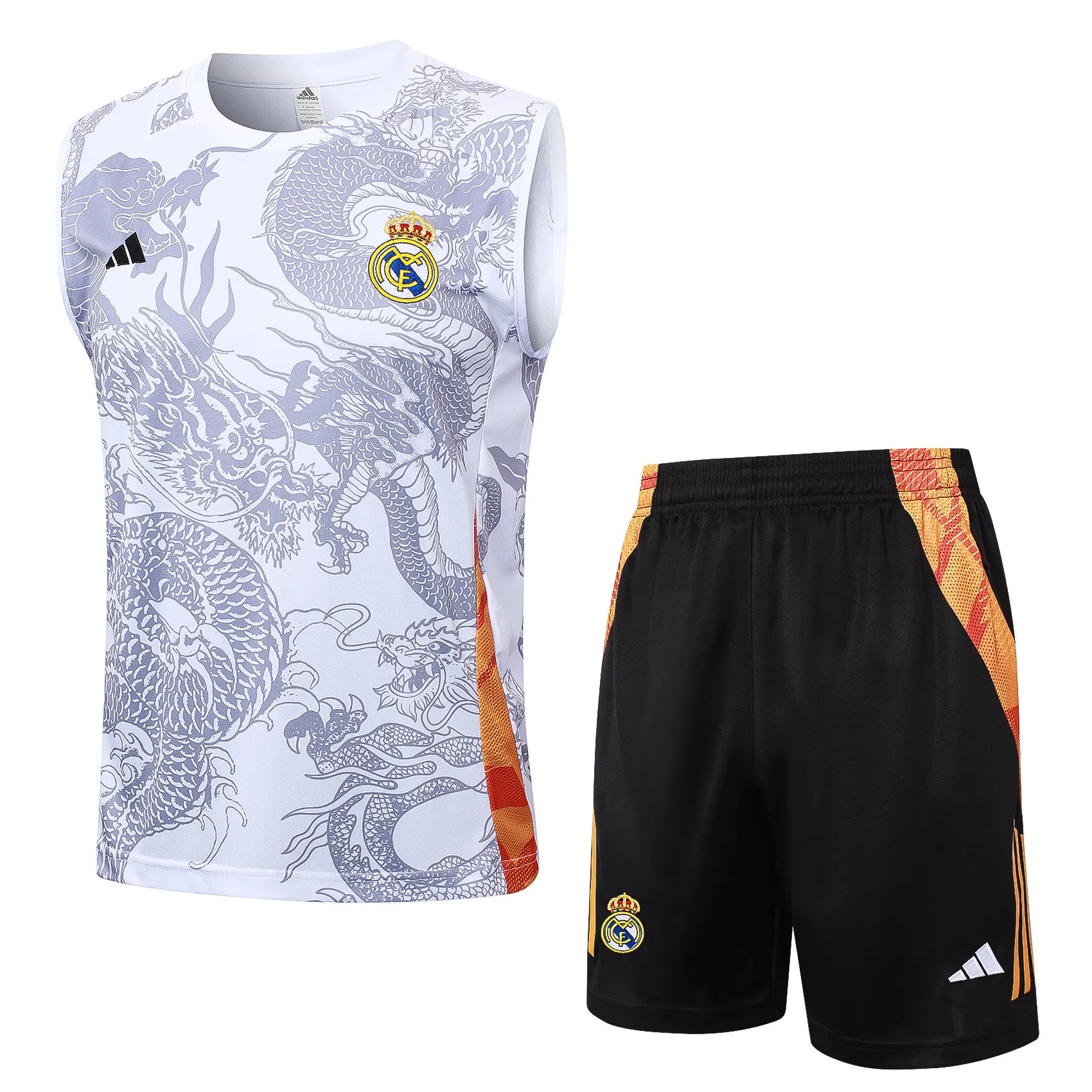 Conjunto Real Madrid Treino Regata 24/25 Branco Dragão