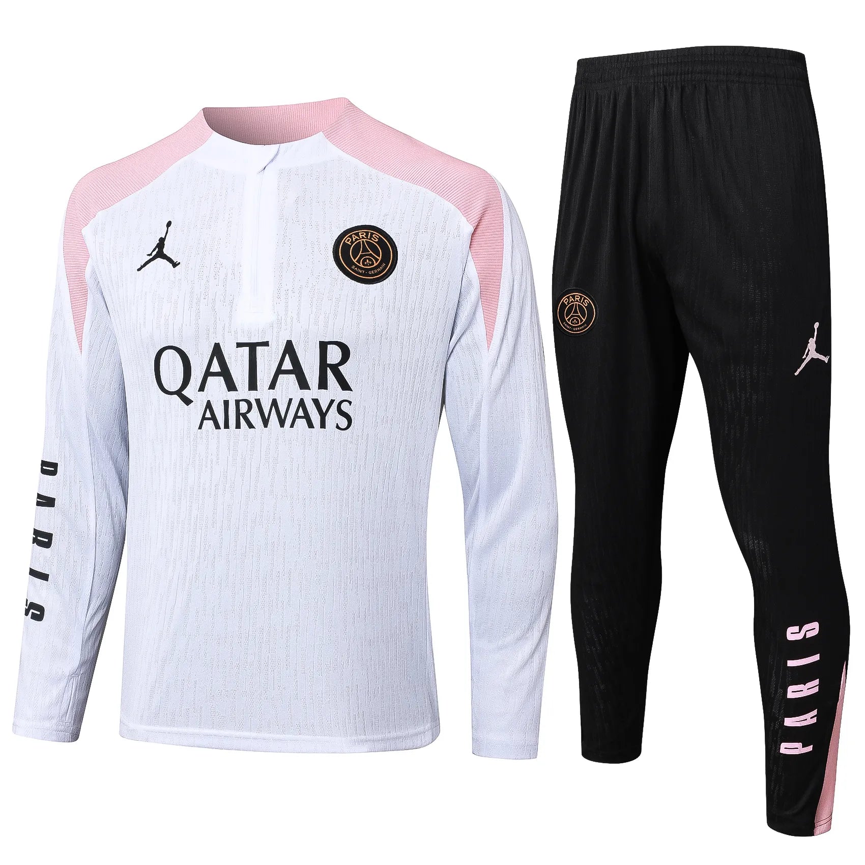 Conjunto Agasalho Treino PSG 24/25 Branco e Rosa