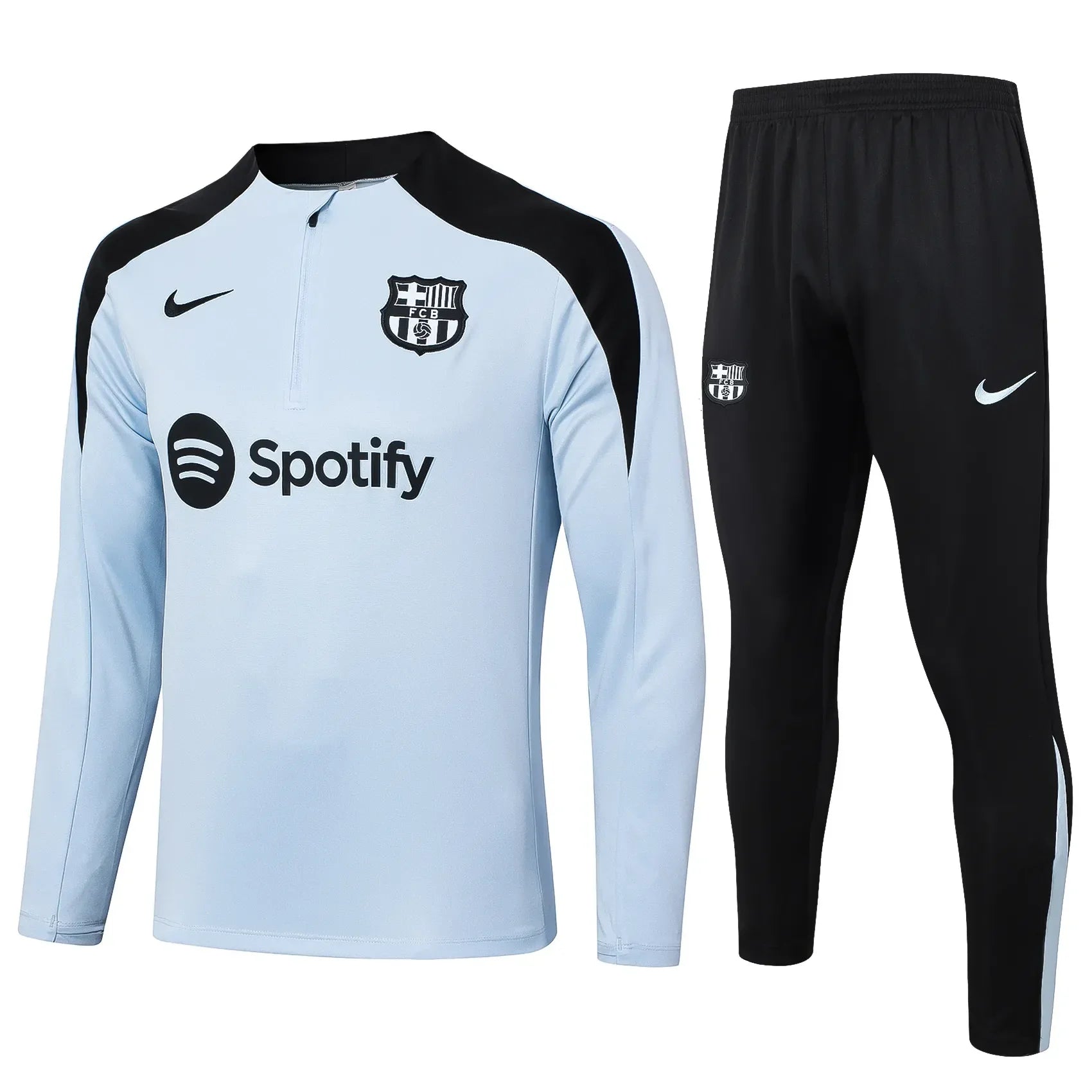 Conjunto Agasalho Treino Barcelona 24/25 Branco e Preto
