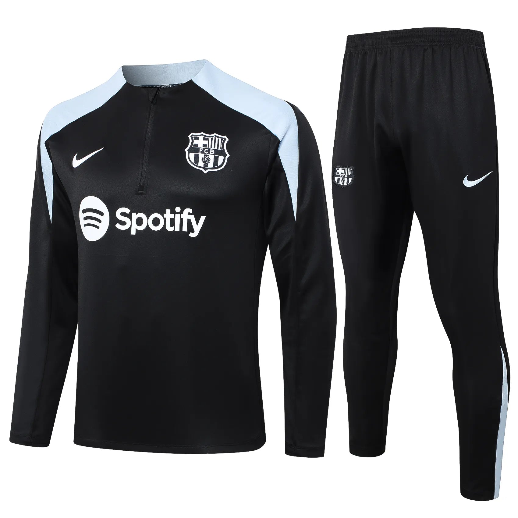 Conjunto Agasalho Treino Barcelona 24/25 Preto e Branco
