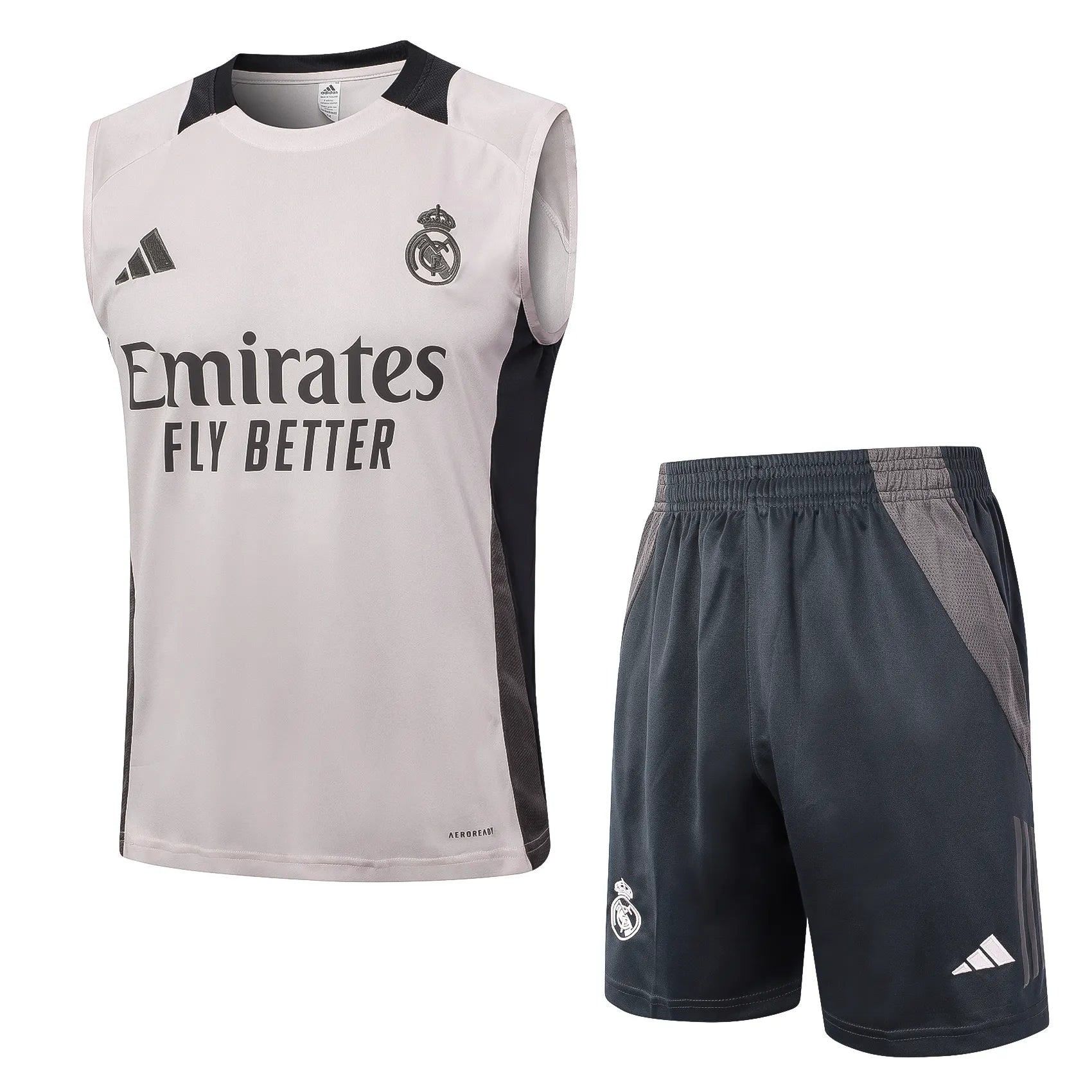 Conjunto Real Madrid Treino Regata 24/25 Cinza Claro