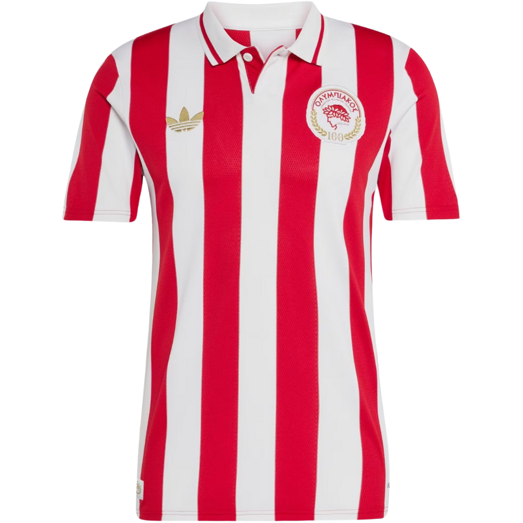 Camisa Olympiacos Especial 100 anos 25/26 Torcedor adidas Vermelho e Branco