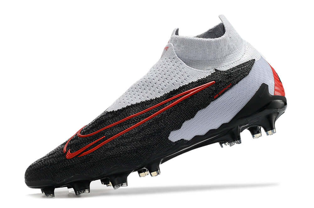 Chuteira Campo Nike Phantom GX DF Elite FG Branca, Preta e Vermelha