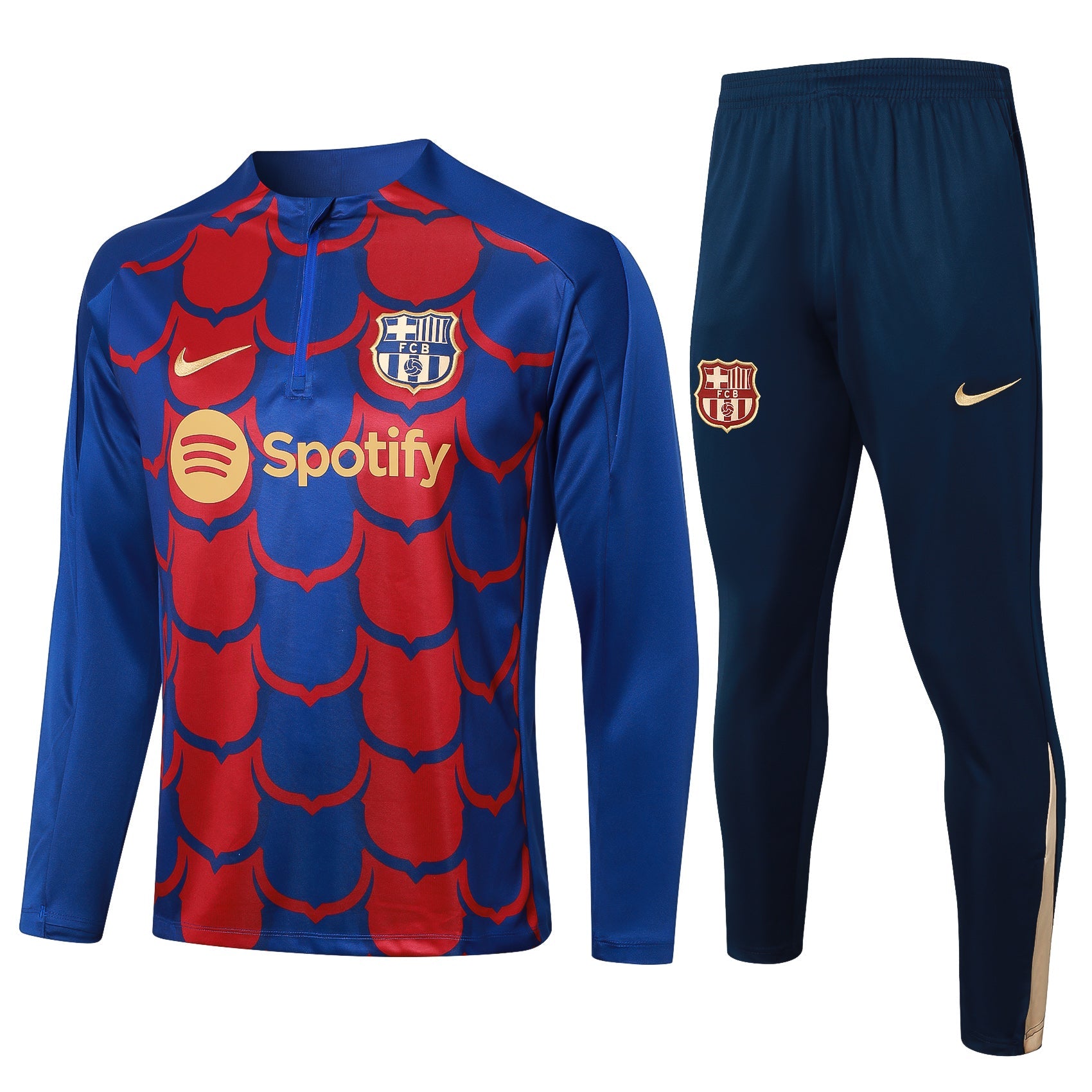 Conjunto Agasalho Treino Barcelona 24/25 Azul e Grená