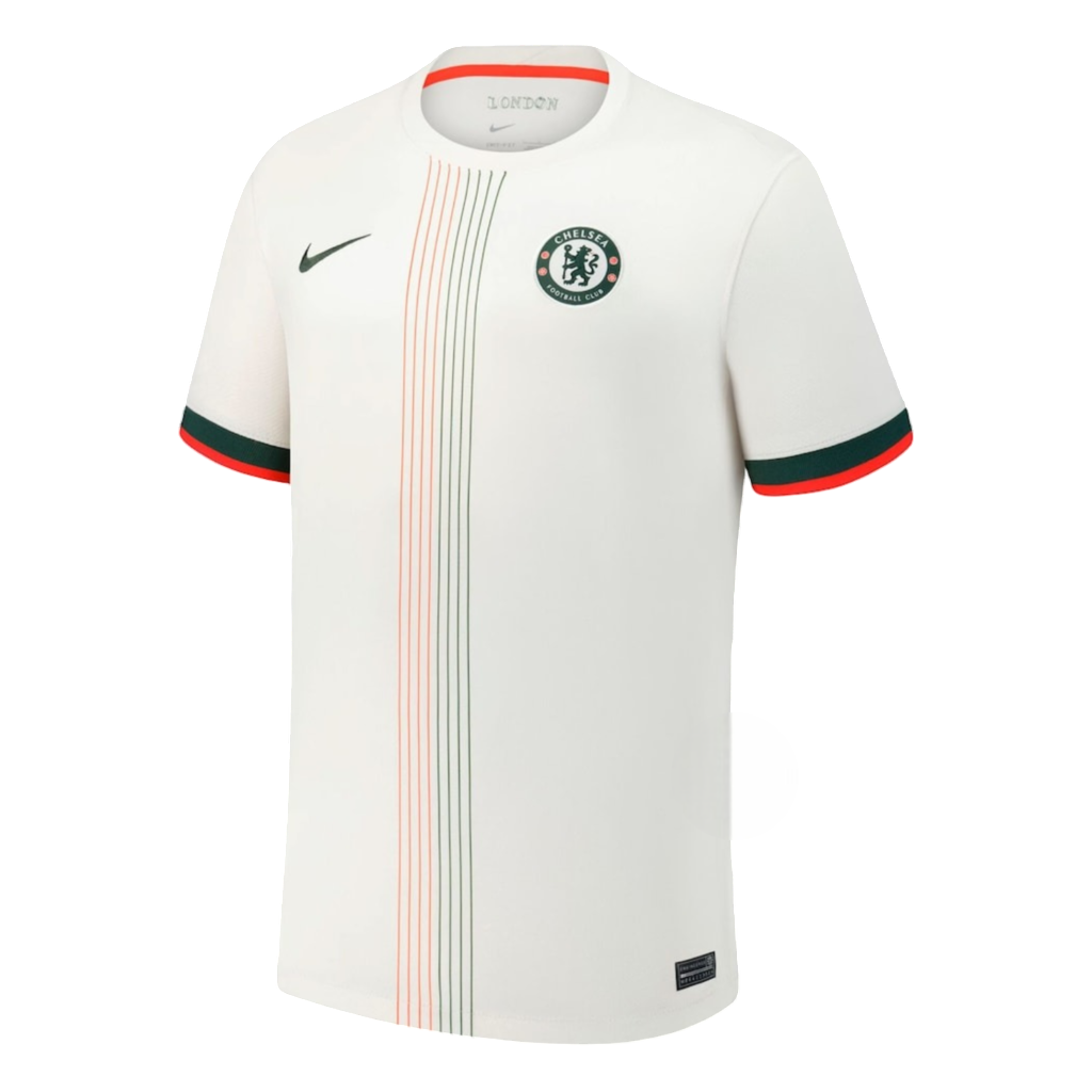 Camisa Chelsea II 25/26 Torcedor Nike Masculina Branco e Laranja