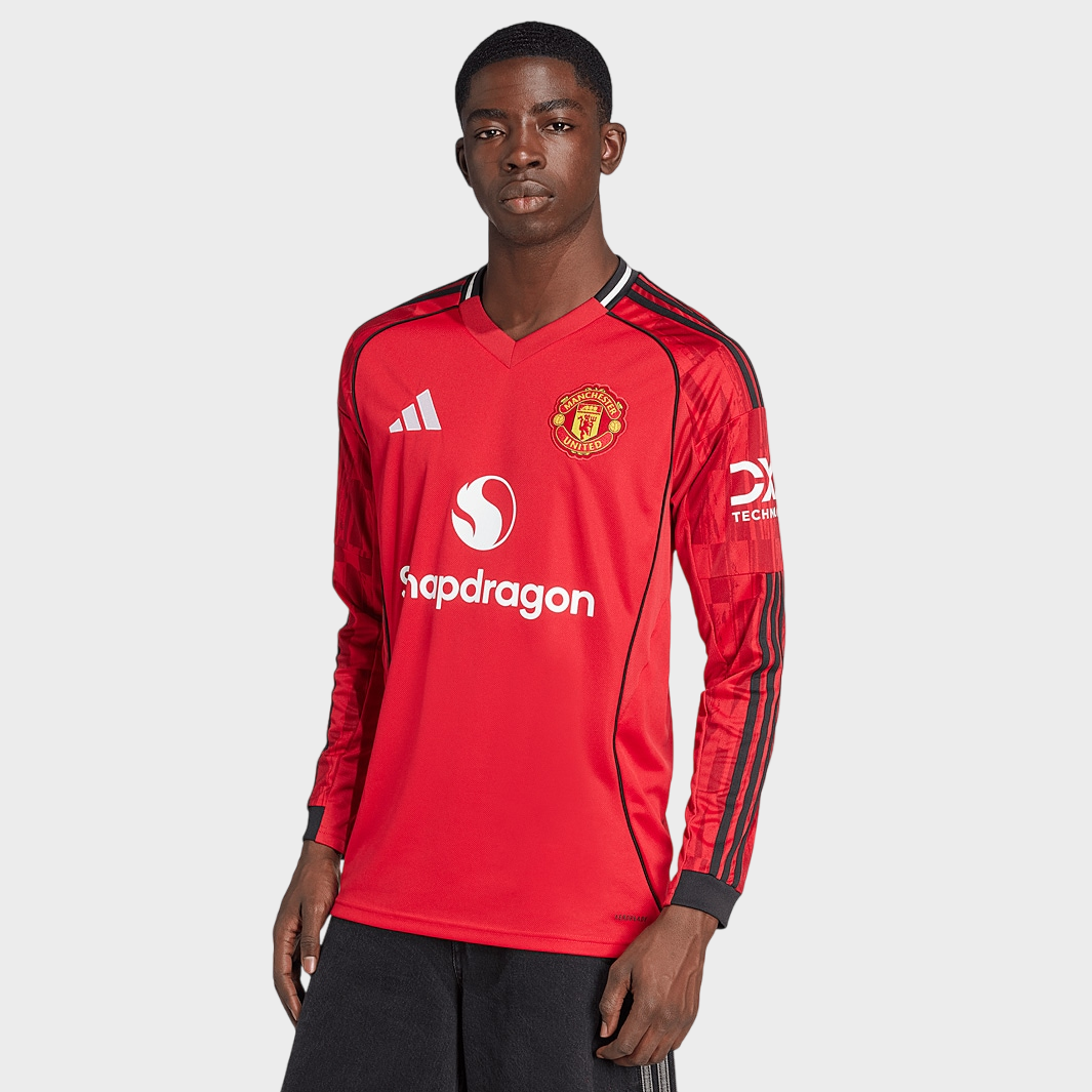 Camisa Manga Longa Manchester United I 25/26 Torcedor Adidas Masculina Vermelho