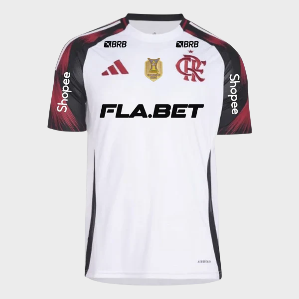 Camisa Flamengo II 25/26 Torcedor Masculina Branco com Patrocínios