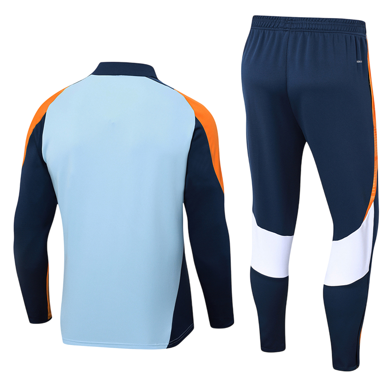 Conjunto Agasalho Treino Real Madrid 24/25 Branco e Laranja