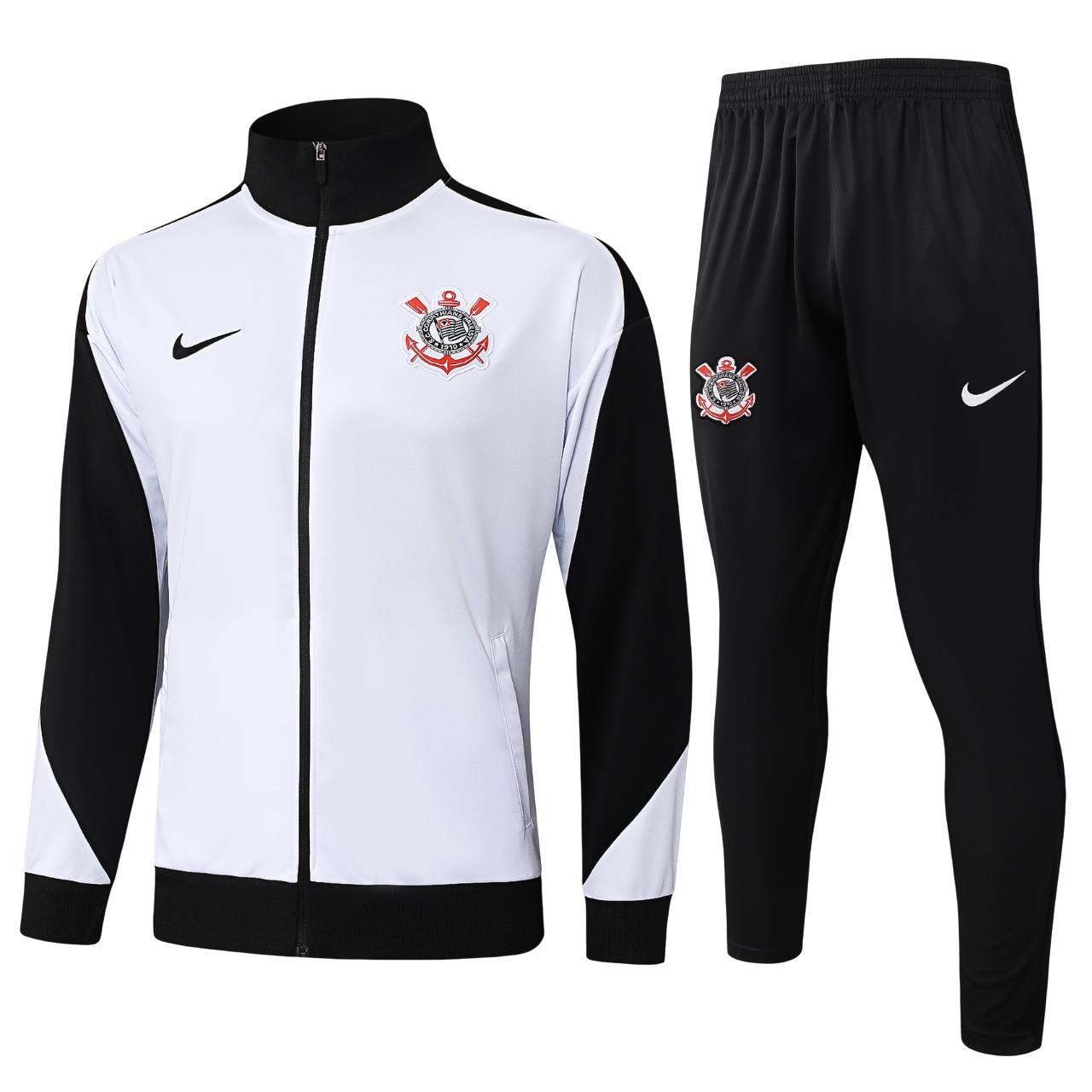 Conjunto Agasalho Treino Corinthians 25/26 Preto e Branco