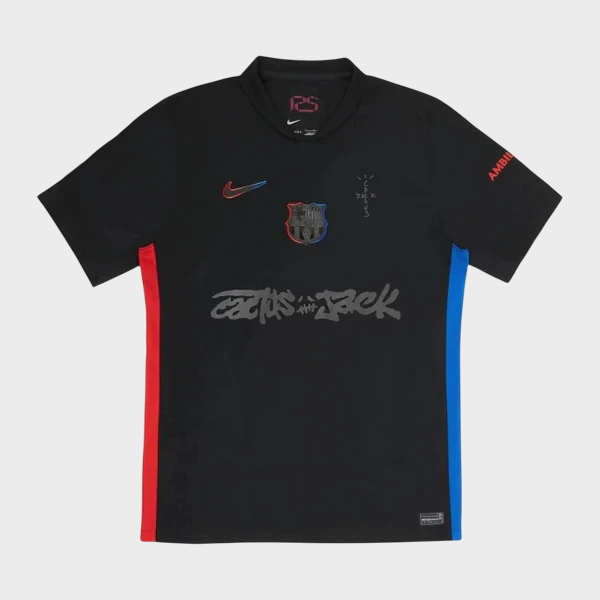 Camisa Barcelona Away x Travis Scott 24/25 Torcedor Masculino All Black