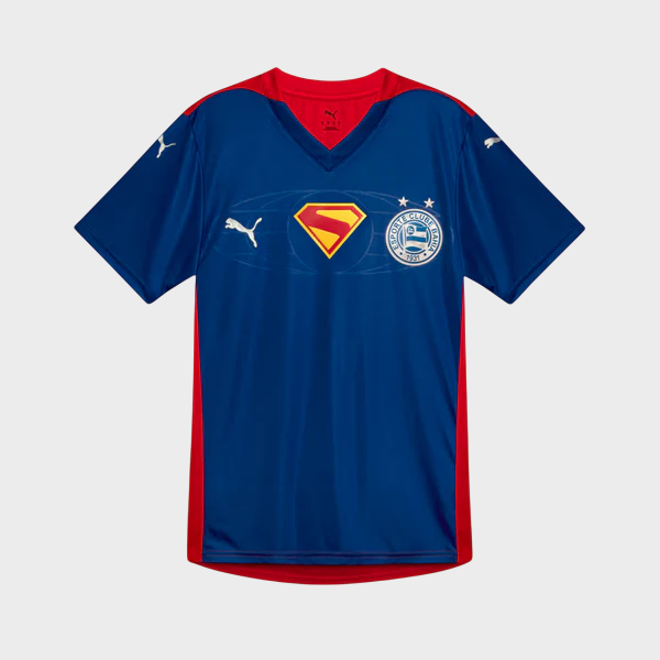 Camisa EC Bahia x Super Man 25/26 Torcedor Masculina Azul e Vermelho