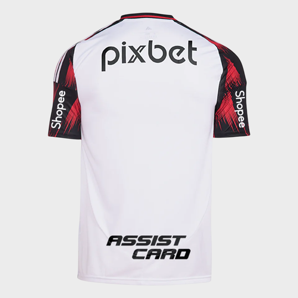 Camisa Flamengo II 25/26 Torcedor Masculina Branco com Patrocínios