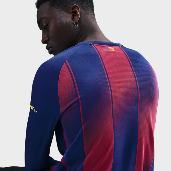 Camisa Manga Longa Barcelona I 25/26 Torcedor Nike Masculina Azul e Grená