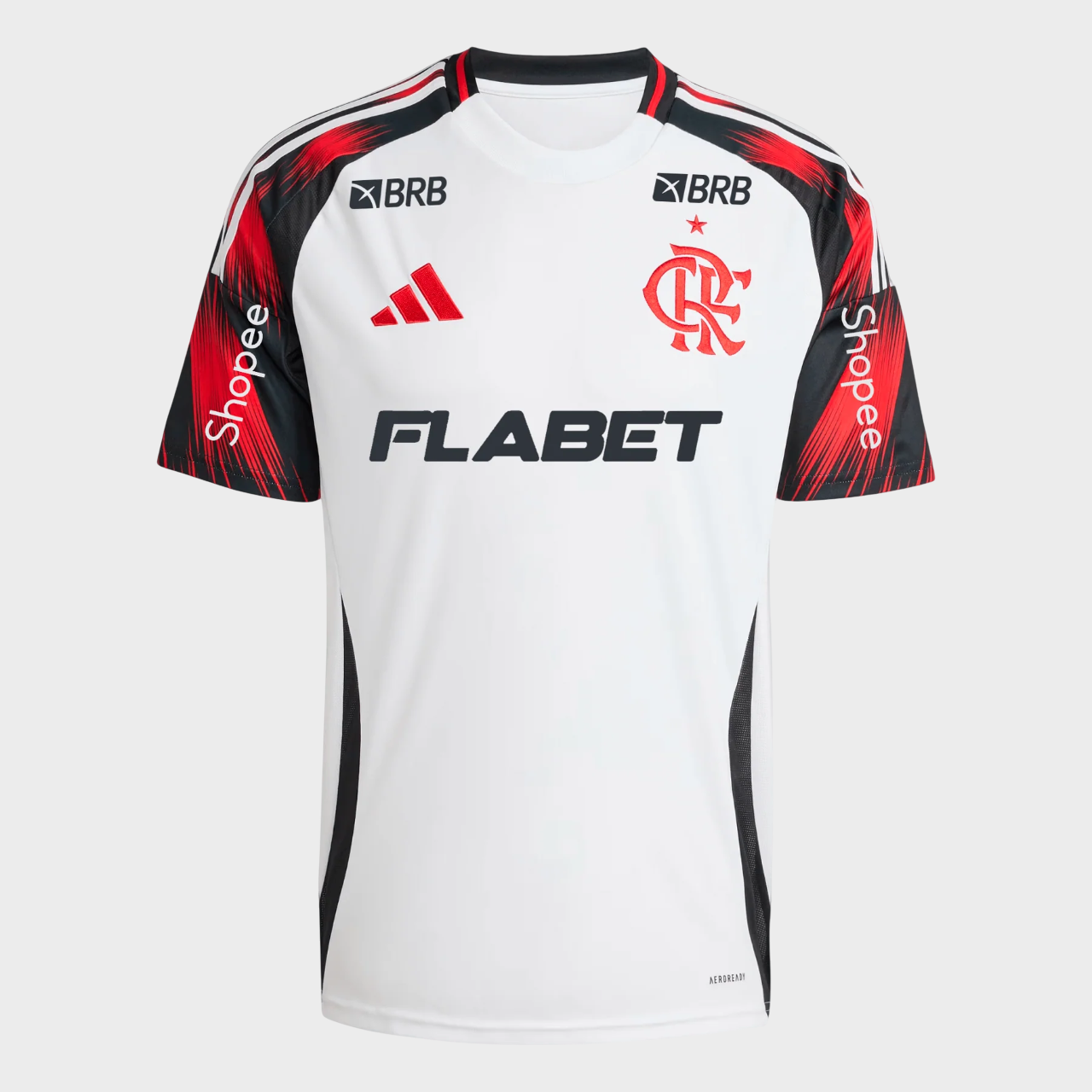 Camisa Flamengo II 25/26 Torcedor Masculina Branco com Patrocínios
