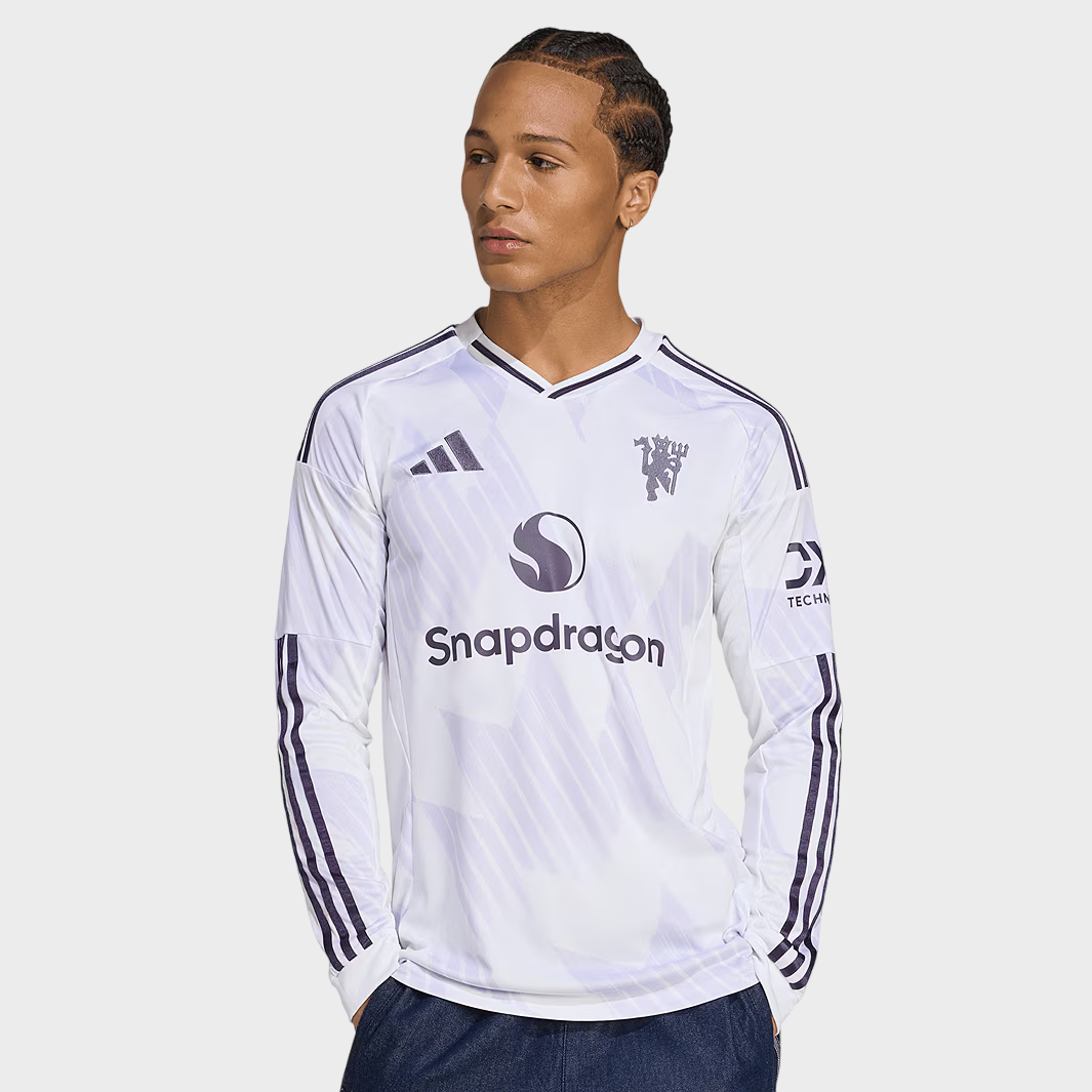 Camisa Manga Longa Manchester United II 25/26 Torcedor Adidas Masculina Branco