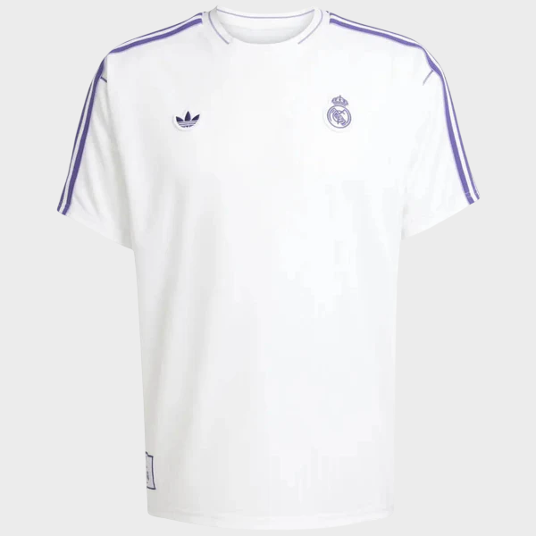 Camisa Real Madrid Terrace Icons 25/26 Adidas Branco e Roxo