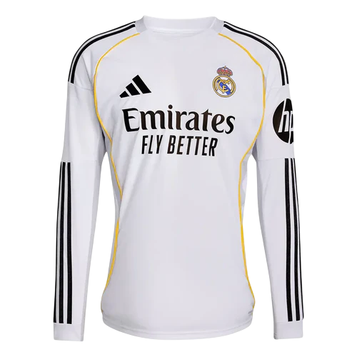 Camisa Manga Longa Real Madrid I 25/26 Torcedor adidas Branca