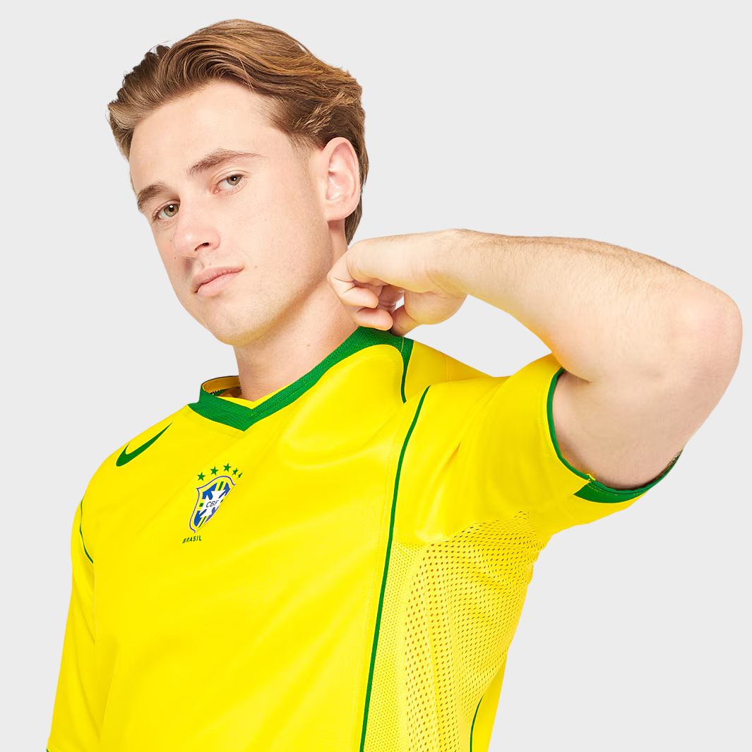 Camisa Retrô Brasil I 2004 Torcedor Nike Masculina Amarela
