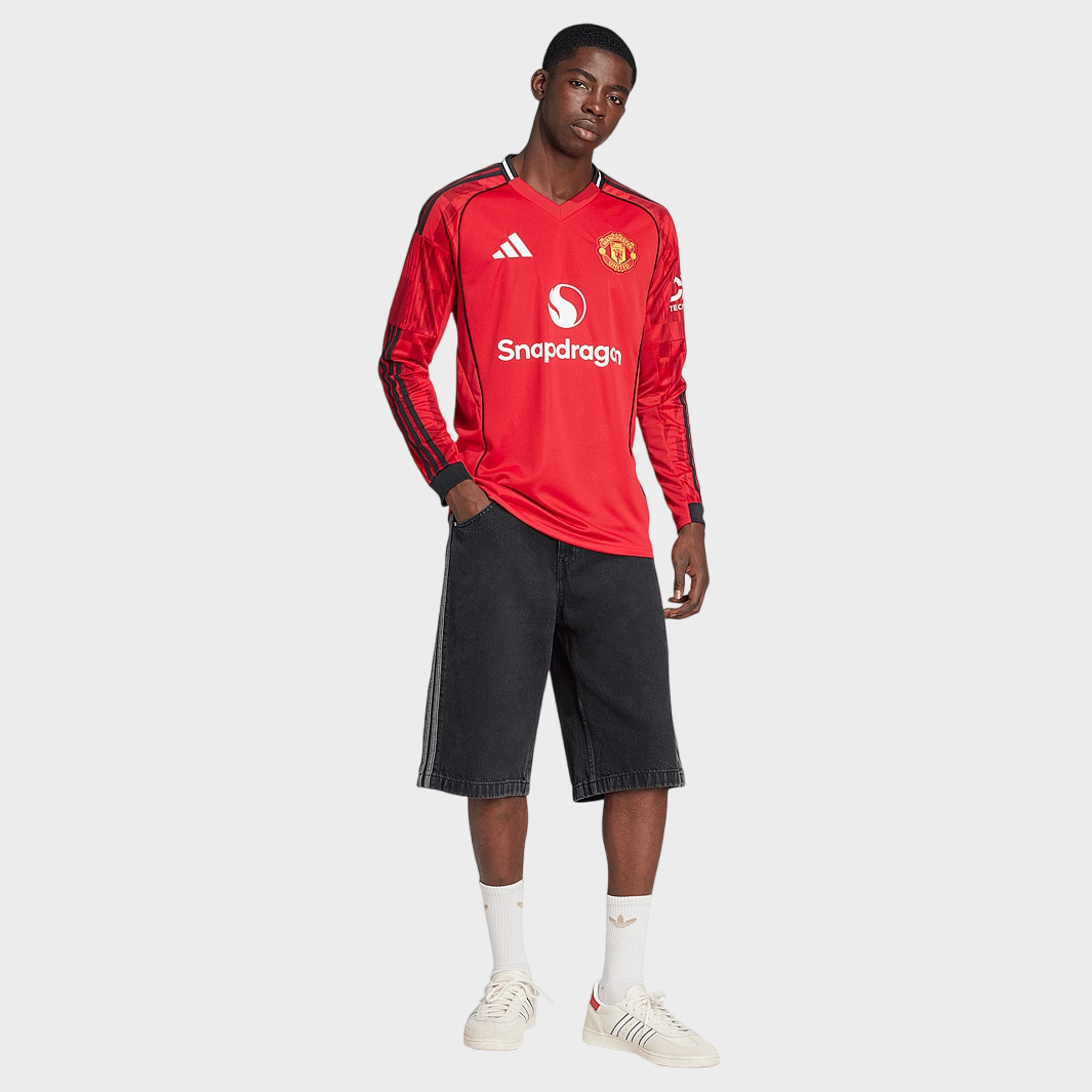 Camisa Manga Longa Manchester United I 25/26 Torcedor Adidas Masculina Vermelho