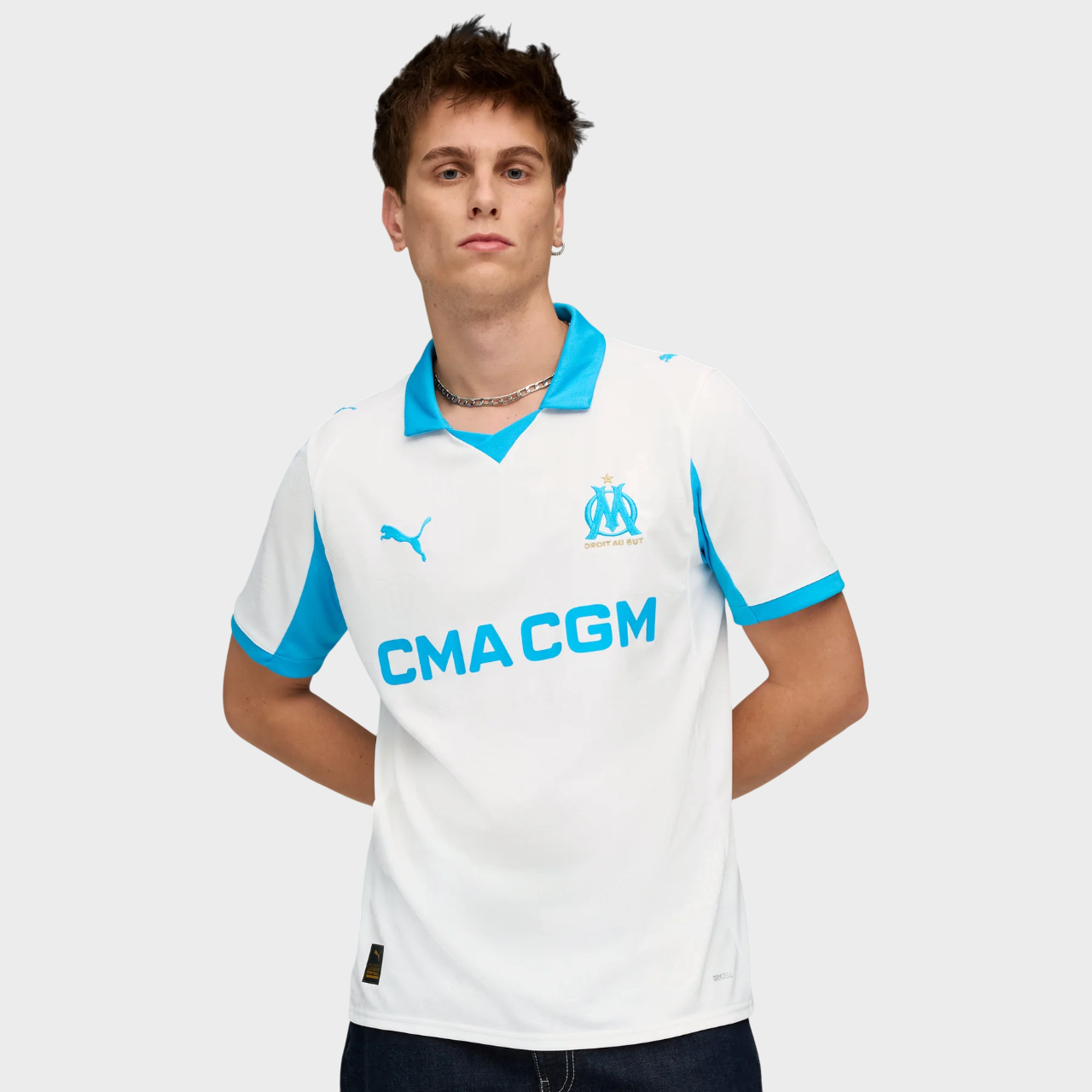 Camisa Olympique de Marseille I 25/26 Torcedor Puma Masculina Branco